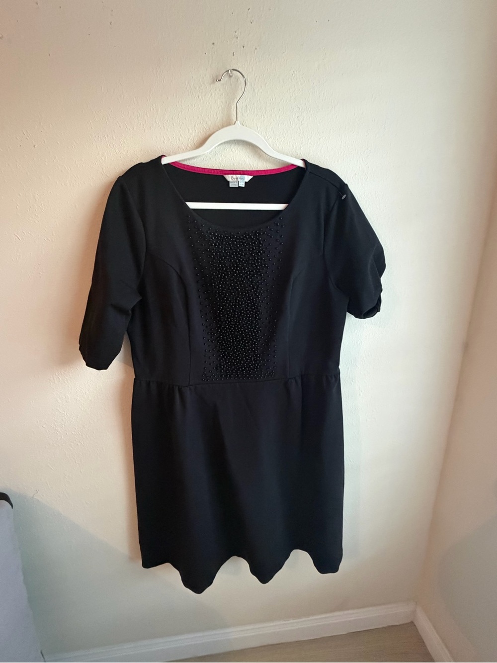 Boden Black Embellished Scoop-Neck Midi Dress